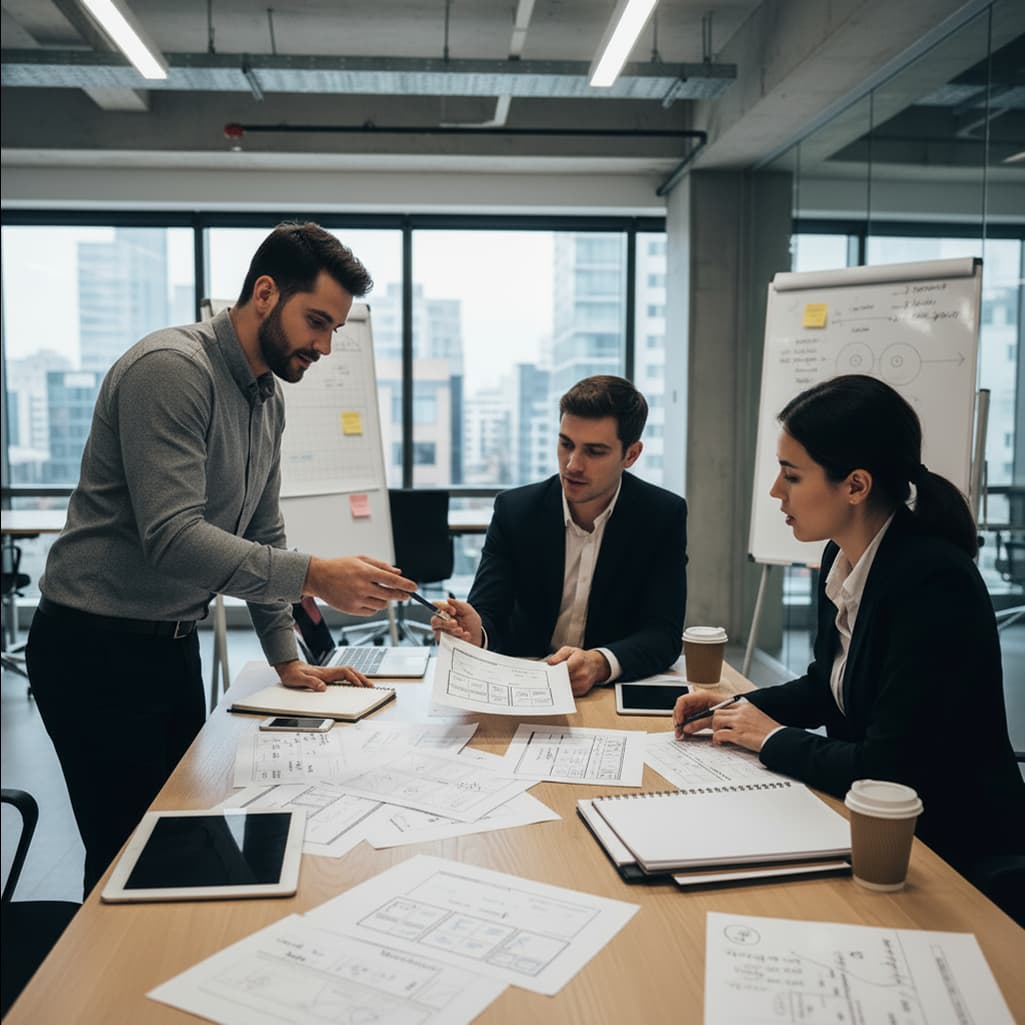 People working at a table
